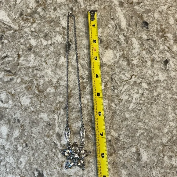 Am Lee sterling silver filigree rhinestone flower adjustable necklace rope chain - Picture 11 of 13